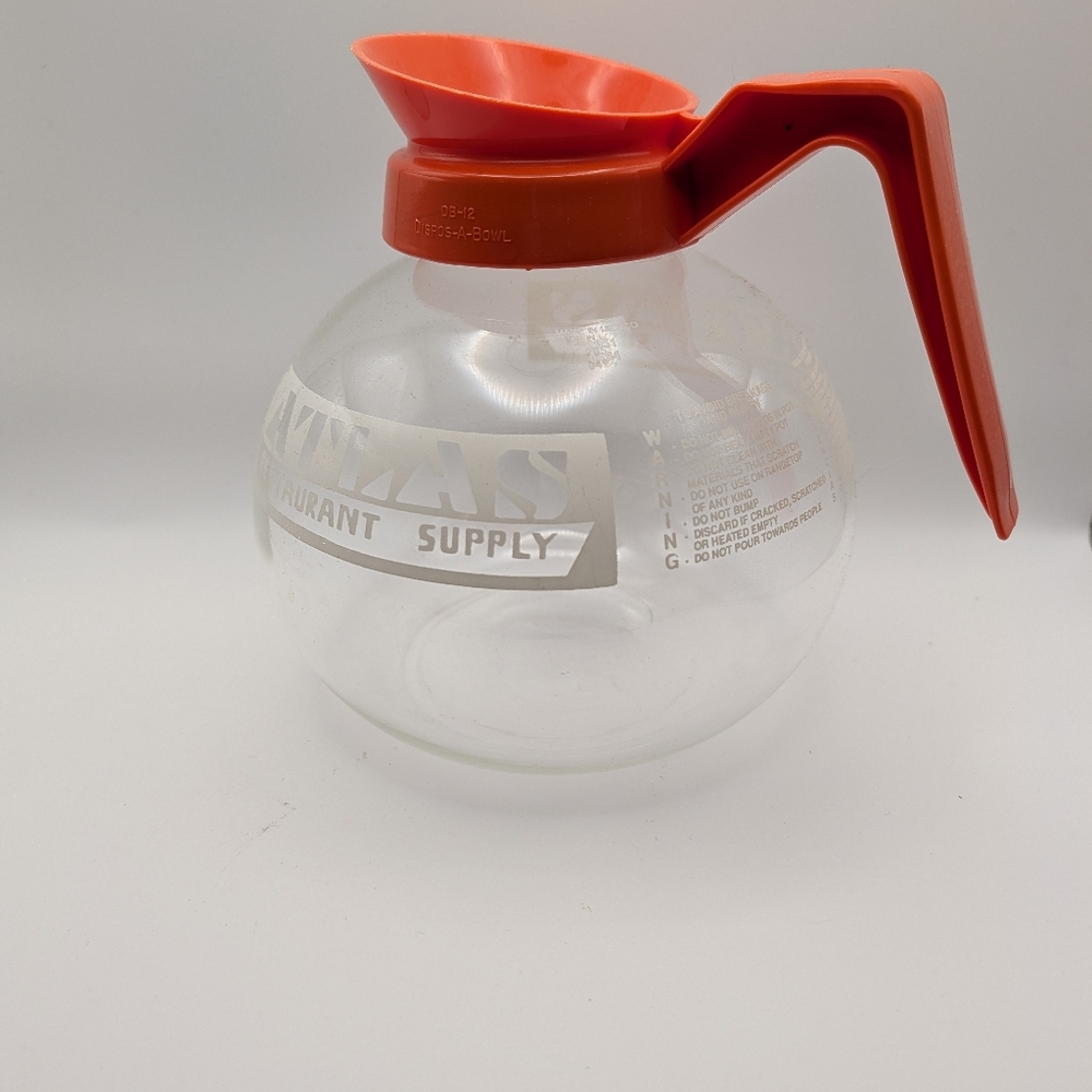 Commercial Coffee Glass Carafe Pot Orange Decaf Handle Atlas Restaurant Supply